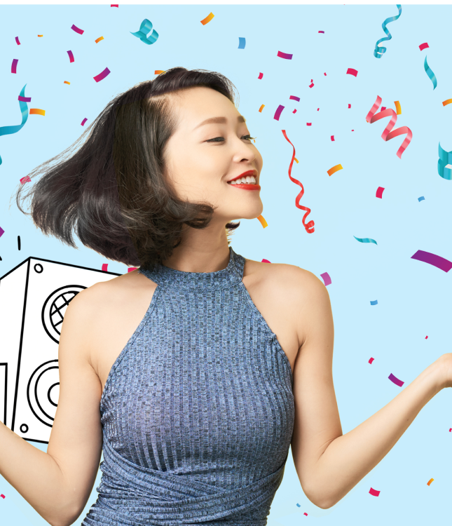 Woman smiling dancing