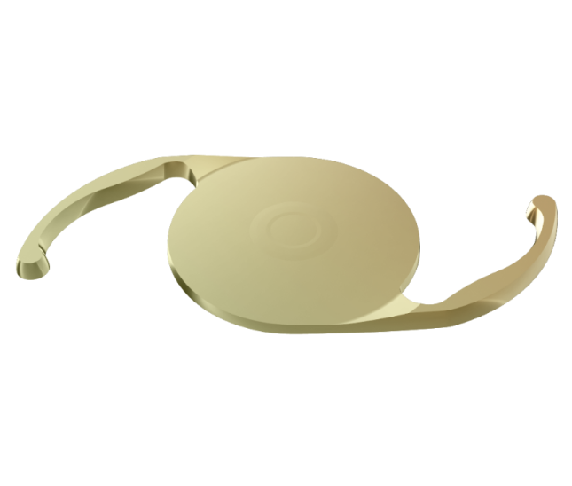 Golden 3-dimensional image of the AcrySof IQ Vivity® IOL.