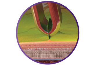 Close up of the SHARKSKIN ILM forceps grasping ILM tissue.