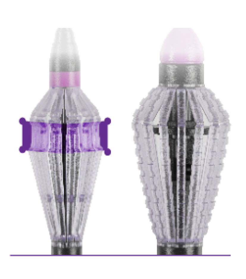 Close up of two FINESSE REFLEX handles, one of the handles has a positioning groove