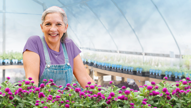 Woman in a greenhouse
